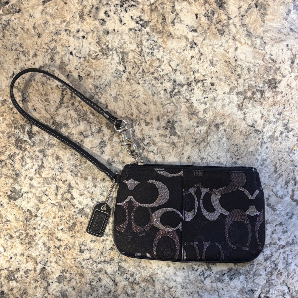 Coach Black and Silver Wristlet